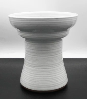 Jarrón grande beige acanalado pedestal cuenco esmaltado rojoware estilo escandinavo MCM Foto 1 de 4