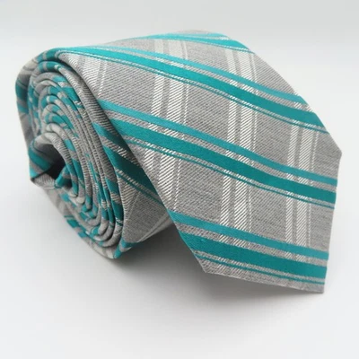 Express Tie Silk Blue Gray Plaid 2.75" Wide 59" Long Thin NEW - Image 1 of 4