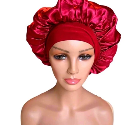 Cubierta de pelo con gorro de dormir satinado gorra para dormir cubierta de cabeza de noche para mujer Foto 1 de 4