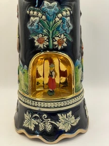 Vintage German Beer Stein W/Pewter Lid Music Box Hand Painted  - Picture 1 of 8