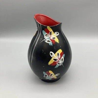 Brentleigh Ware Somerton Black and Red Mid Century Vintage Abstract Pottery Vase - Image 1 of 4