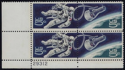 1331-32a - Error de cambio de color / Placa EFO "Gemini 4 & Astronaut" # Bloque como nuevo NH  Foto 1 de 3