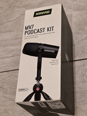 NEW! - Shure MV7 Podcast Kit - USB and XLR Output - Black - mv7-k-bndl - Image 1 of 4