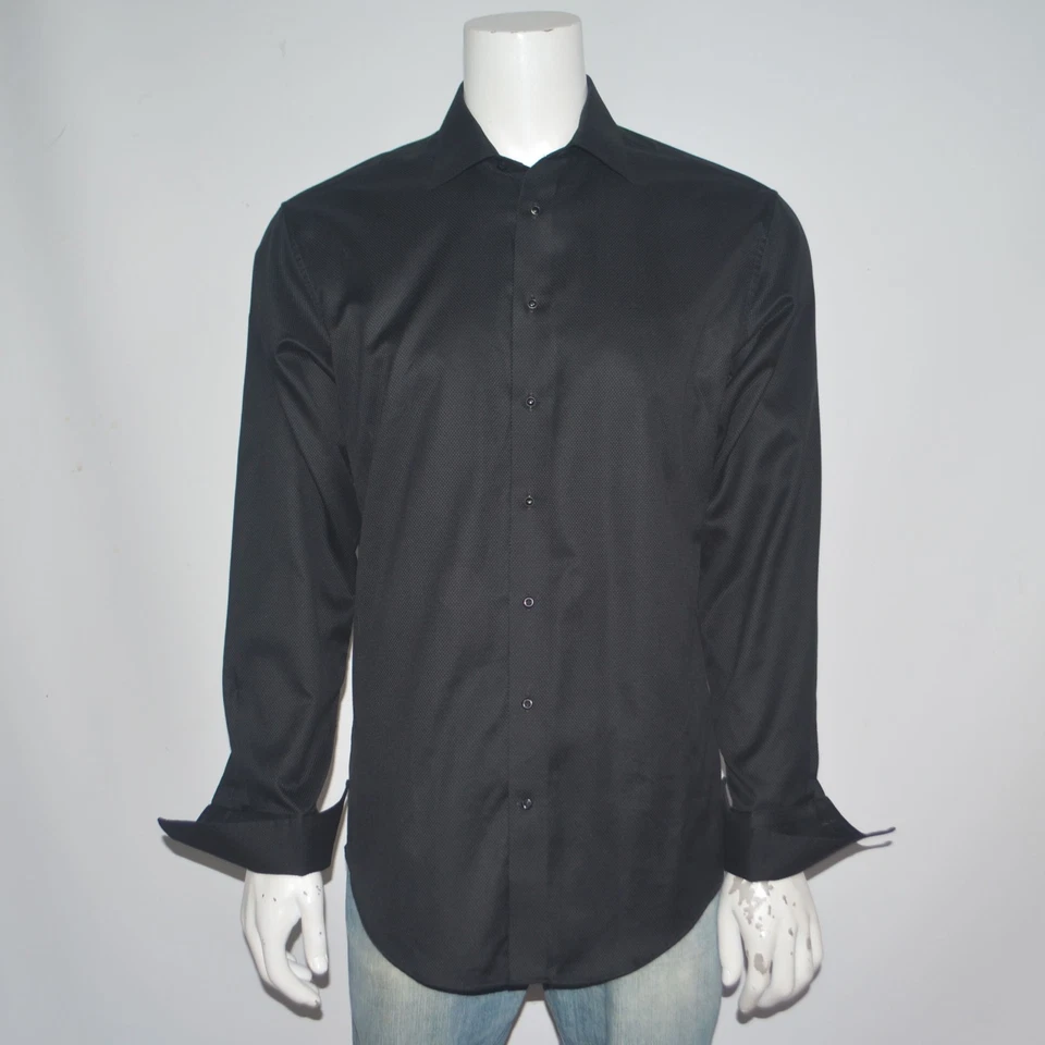 JOS A BANK Reserve Tailored Fit Black Tuxedo French Cuff Dress Shirt 16.5 - 35 - Image 1 of 3