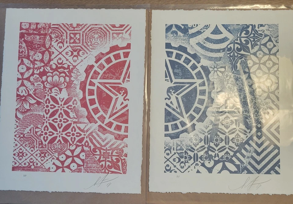 Shepard Fairey Star Gear Conjunto de impresión tipográfica Hublot x OBEY firmado AP Foto 1 de 1