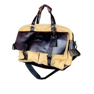 Tumi Rarität 2009 Townhouse Sloane Aktentasche khaki/Leder 795 $ Einzelhandel - Bild 1 von 13