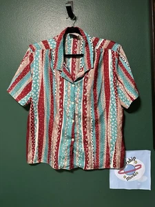 Vintage Campus Casuals ghepardo stampa animalier retrò top con bottoni Alt Rockabilly - Foto 1 di 14