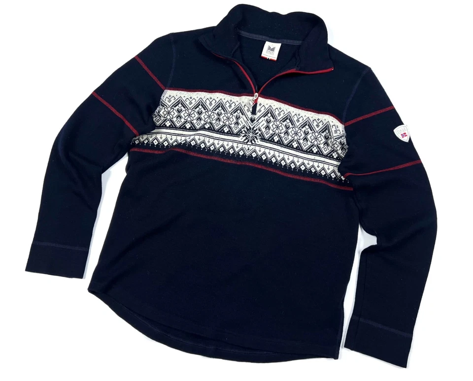 Auth Men's DALE OF NORWAY 1/4 Zip Blue Wool Lightweight Sweaters Casual Size M/L - Image 1 of 4