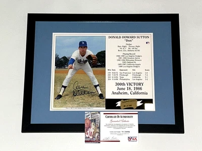 Los Angeles Dodgers Don Sutton 300th Victory Signed 8x10 Photo Frame PSA COA - Image 1 of 4