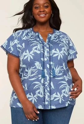 Новый! Lane Bryant плюс размер 18/20 узелок шеи Tassle синий лист отделка деталь - Изображение 1 из 4