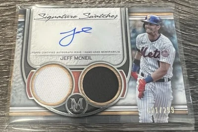 2023 Topps Museum Collection JEFF MCNEIL 71/299 Dual Relic Auto Mets SWORA-JMC - Image 1 of 2