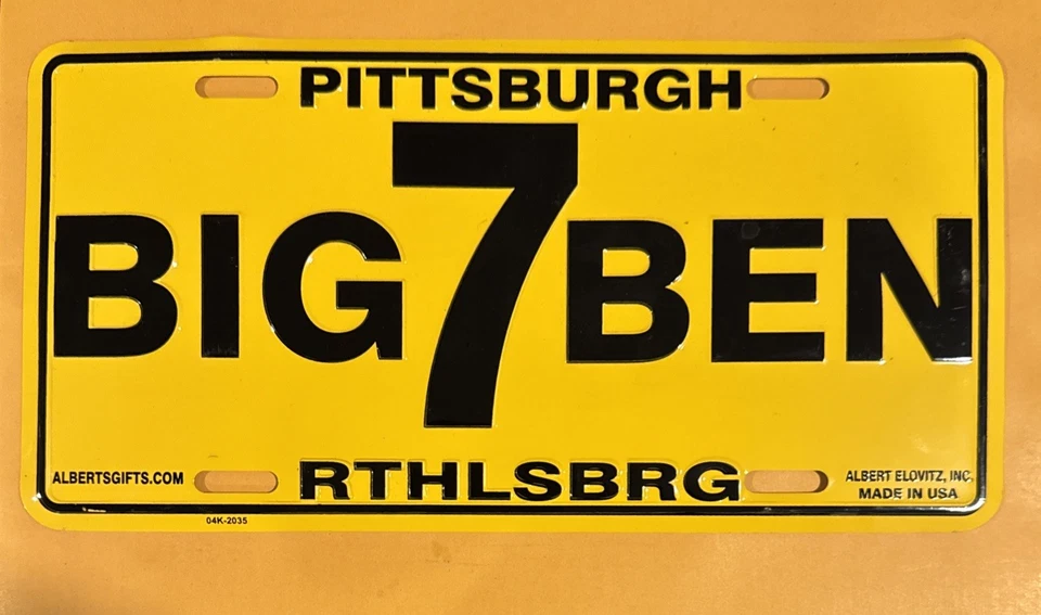 Steelers Big Ben Roethlisberger Metal Booster matrícula NFL Foto 1 de 1