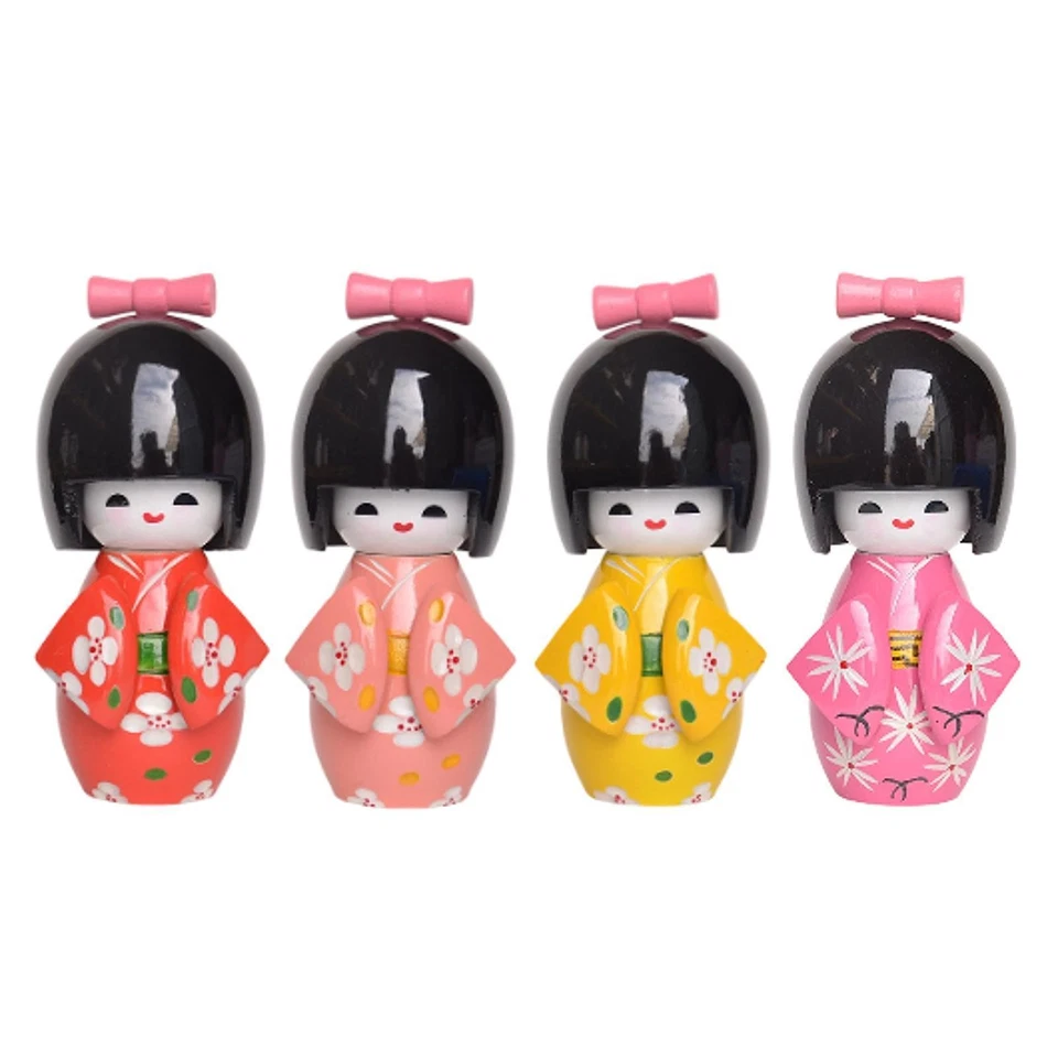 Traditionelle japanische Kimono Geisha Puppe, Schreibtisch Figur 12 cm Statuette Holz asiatisch - Bild 1 von 1