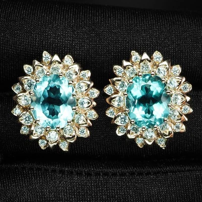 Pendientes de oro rosa de plata de ley 925 de 8,05 quilates aguamarina azul ártico Elíseo Foto 1 de 4