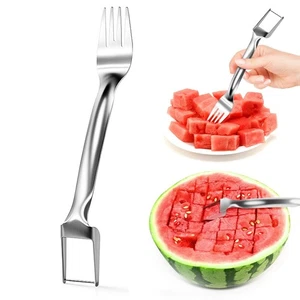 1 Pcs Stainless Steel Watermelon Slicer and Fork - 2-in-1 Portable Kitchen To... - Picture 1 of 7