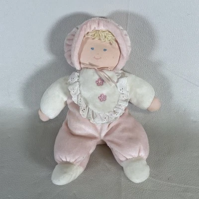 Muñeca bebé niña suave rosa Edén de colección peluche adorable tela de rizo pelo rubio hilo Foto 1 de 4