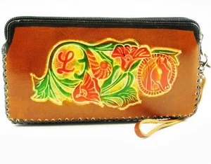 Genuine Leather Handmade Wallet purse coin porch Womens ladies w/ zipper Brown - Picture 1 of 1