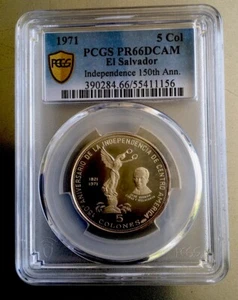 1971 El Salvador Silver 2 Coins PR 66 Y 68 DCAM - Picture 1 of 4