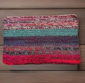 Hand Knit DOLL BLANKET Chunky Cover 32x21 Baby Boho Decor Throw GORGEOUS COLORS - Picture 1 of 4