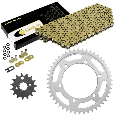 Cadena de transmisión y piñones de junta tórica dorada para Yamaha YZF600R YX600R YZ600R 1995-07 Foto 1 de 4