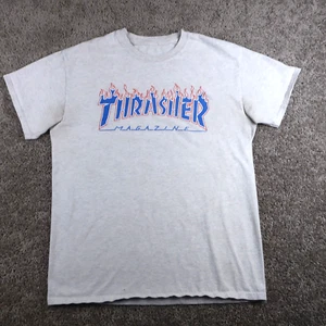Thrasher Magazine T-Shirt Mens M Gray Classic Fit Cotton Short Sleeve Flames VTG - Picture 1 of 10