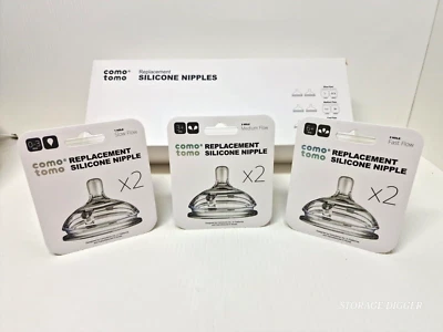 NUEVO Pezón de Repuesto de Silicona Como Tomo Paquete de 2 Lento Medio Flujo Rápido 3 Tamaños Foto 1 de 4