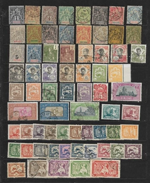 INDOCHINA GREAT  LOT 1892 to 1945 MINT HR and USED  FVF   SEE IMAGE - Image 1 of 4