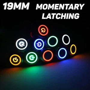 Interruptor de botón momentáneo con anillo de alimentación de 19 mm con cierre impermeable luz LED coche - Imagen 1 de 9