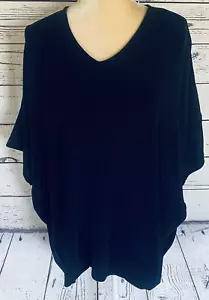 Blusa donna XLP Chico’s blu scuro maniche corte scollo a V seta elasticizzata usata in ottime condizioni - Foto 1 di 10