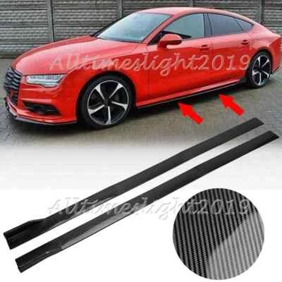 For Audi A3 S3 A4 S4 A5 S5 RS5 A7 A8 86.6'' Carbon Fiber Side Skirts Extension - Image 1 of 4