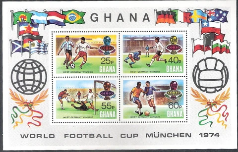 Ghana 1974 World Cup Soccer and Emblem Souvenir Sheet MNH (SC# 529) Cover