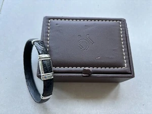 Jeorg Gensen black leather and silver men's bracelet - Picture 1 of 7