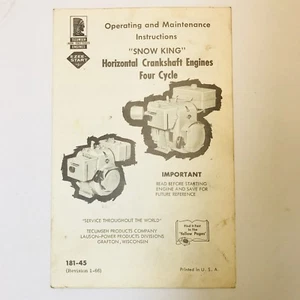 1966 Snow King 4-cycle Horizontal Crankshaft Engines Operating Maintenance 18145 - Picture 1 of 3