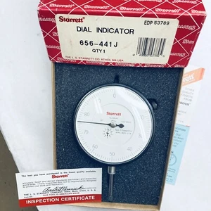 STARRETT 656-441J Dial Indicator Jeweled .001" Grad 1" Range - 3.63" Face - NEW - Picture 1 of 9