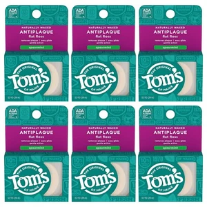 Tom's of Maine Naturally Waxed Antiplaque Flat Dental Floss, Spearmint, 32 Yards - Picture 1 of 7