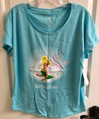 Camiseta Disney D23 Expo 2017 Damas Talla Mediana Campanilla Campanilla Azul Nueva con Etiquetas Foto 1 de 4