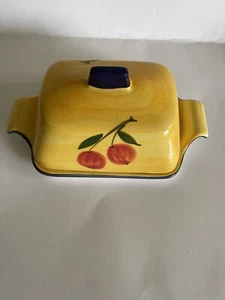 Vintage Montesa Covered 8.25” Butter/Cheese Dish Handcrafted & Painted In Spain - Picture 1 of 6