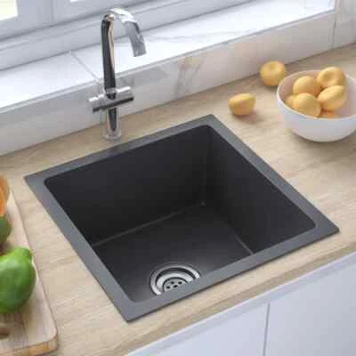 Handmade Kitchen Sink Black Stainless Steel vidaXL - Image 1 of 4
