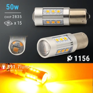 2X 1156 50W Chip de alta potencia LED amarillo/ámbar Señal de giro Luces traseras de freno Bombillas - Imagen 1 de 11