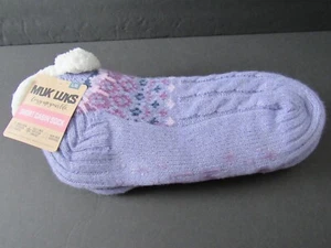 New MUK LUKS Women's Short Cabin Socks L/XL Shoe Sz 8-10 Non-Skid Slipper Purple - Picture 1 of 2