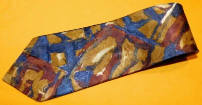 SAKS FIFTH AVENUE MADE IN U.S.A. RED/YELLOW/BLUE ABSTRACT DESIGN TIE - TIES. - Image 1 of 3