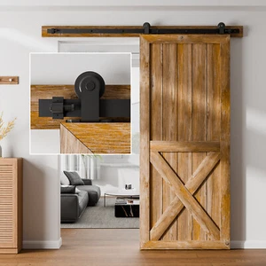 4-20FT Sliding Barn Door Hardware Kit Heavy Duty Closet Hang Style Track Rail - Picture 1 of 22
