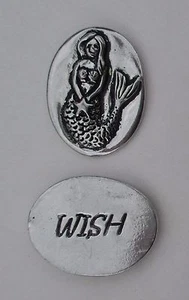 4JD Wish mermaid basic spirit HANDCRAFTED PEWTER POCKET TOKEN CHARM coin - Picture 1 of 7