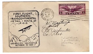 CAM 33E11 Flight Los Angeles CA - Atlanta GA w/ Pilot Autographs ex Steiger 1930 - Picture 1 of 2