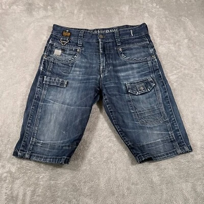 Shorts jeans masculino G-Star cru tamanho 31 azul radar reto jeans carga costura interna 12" - Imagem 1 de 4