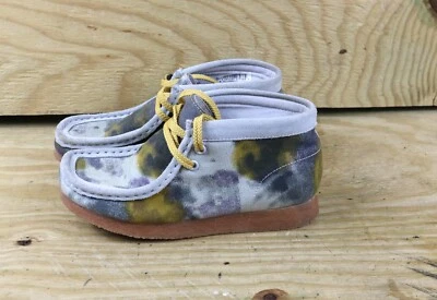 Clarks Botas Niños 2W Original Wallabee Tie Dye Textil Cuero Zapatos Chukka Nuevo Foto 1 de 4