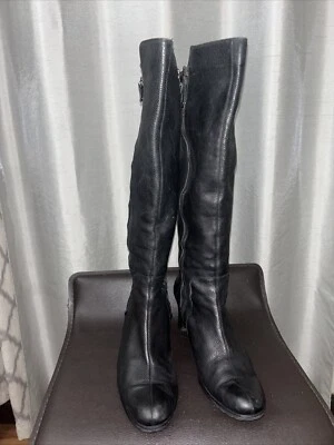 COLE HAAN VIBRAM WOMENS LEATHER DOUBLE ZIP BLK HEELED BOOTS SZ 10B STYLE D15579 - Image 1 of 4