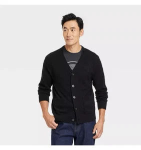 Men's V-Neck Cardigan Sweater - Goodfellow & Co NEW Black Size 2XL - Picture 1 of 3