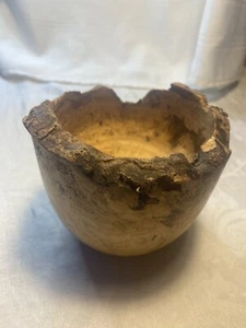 Vintage Hand Carved Natural Knotted Burl Wood Bowl 5.25"W X  4.5"High - Picture 1 of 10