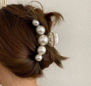 Große elegante Haarklammer Haarspange Perlen-Haarclip Große Perlen - Bild 1 von 5